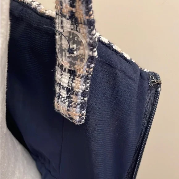 Abercrombie & Fitch Tweed plaid Navy and White Mini Dress - Picture 8 of 14